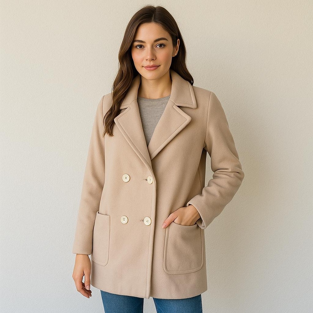 Jacques Vert Wool-Cashmere Peacoat – Size US 6 (EU 40 / UK 10)